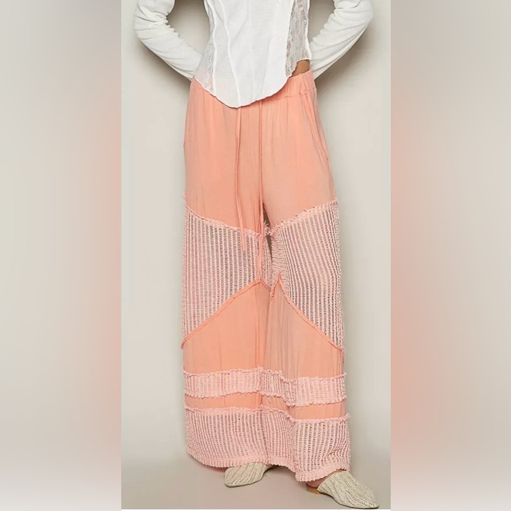 POL Flowy Wide Leg Rayon Palazzo Pants Women's Wide Leg Summer Pants Lace small
